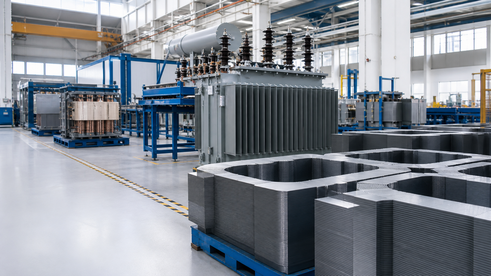 Transformer and transformer core manufacturing workshop